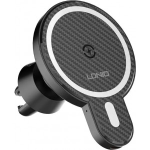 Ldnio MA20 LDNIO car holder with 15W wireless charger and metal ring (black)