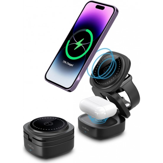 Maxlife MXWC-06 magnetic wireless charger 15W black 3in1