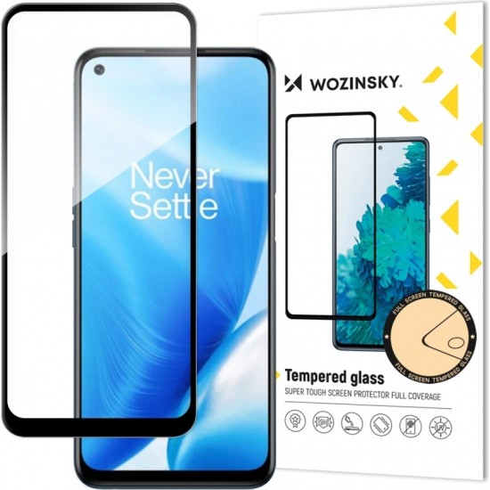 Wozinsky Super Tough Full Glue Tempered Glass Full Screen With Frame Case Friendly OnePlus Nord N200 5G Black