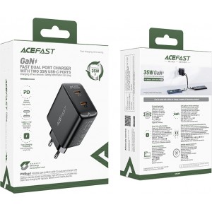 Acefast Fast charger GaN 35W PD 2x USB C Acefast A49 - black