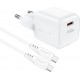 Acefast A77 Mini PD 30W GaN wall charger + USB-C cable - white