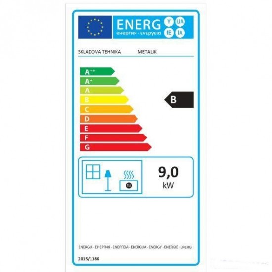 SKLADOVA TEHNIKA Metallurgia M 9kW malkas plīts ar plīts virsmu, bez pieslēguma, ar lielām durtiņām, 8600681