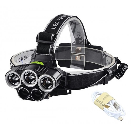 Galvas lukturis CREE XM-L T6 5 X LED, ZD24B