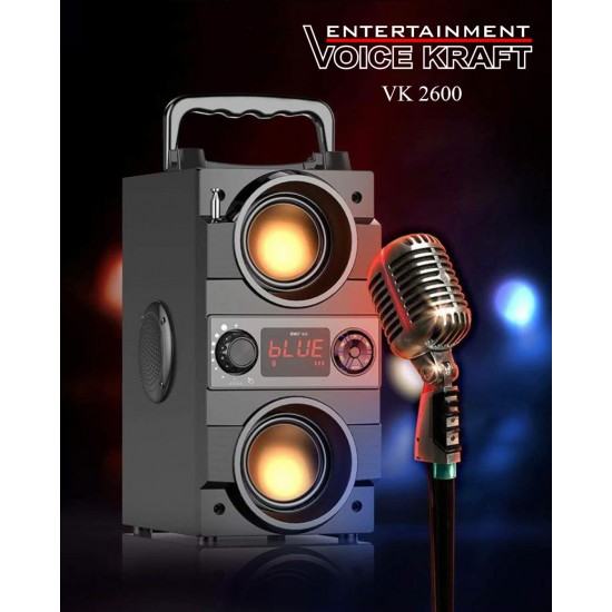 Portatīvs skaļrunis Voice Kraft VK 2600, BT, FM, USB, SD, AUX, pults