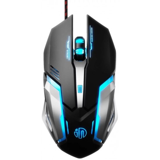 Spēļu pele, 4800 DPI, Inphic PB6S gaming mouse, melna, sudraba