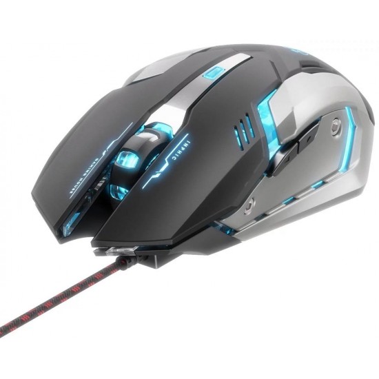 Spēļu pele, 4800 DPI, Inphic PB6S gaming mouse, melna, sudraba