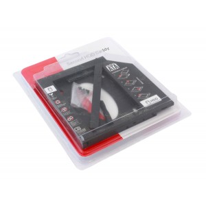 Diska korpuss HDD, SSD, DVD-Rom, 2,5'', 9,5 mm, SATA I/II/III, plastmasa, AK184C