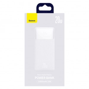 Akumulators, Power Bank 10000mAh, 2xUSB, USB-C, 20W, Baseus PPDML-L02, balts