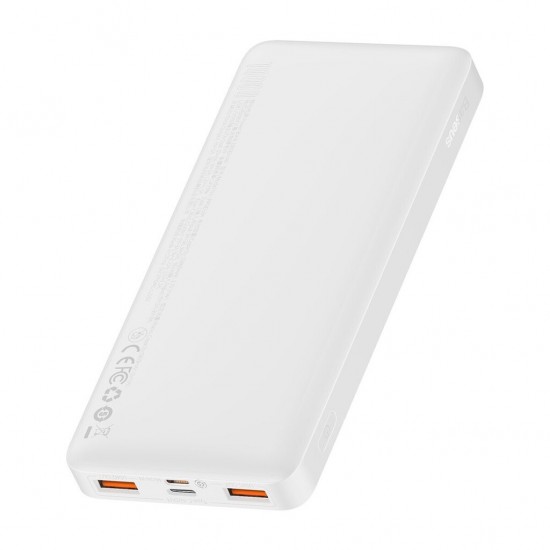 Akumulators, Power Bank 10000mAh, 2xUSB, USB-C, 20W, Baseus PPDML-L02, balts