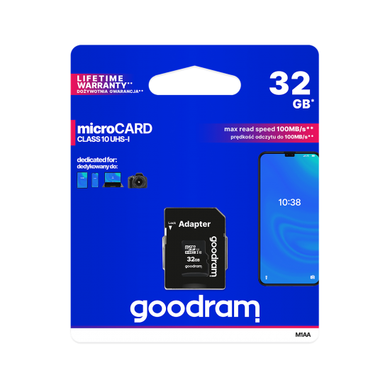 Atmiņas karte microSD 32GB UHS-I, Goodram M1AA-0320R12, 5908267930144