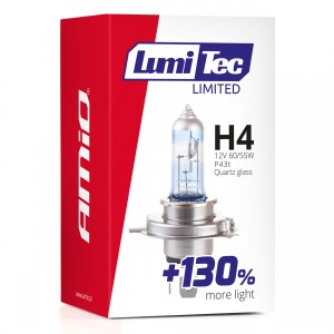 Halogēna spuldze H4, 12V, 60/55W, LumiTec LIMITED +130%, Amio 02132