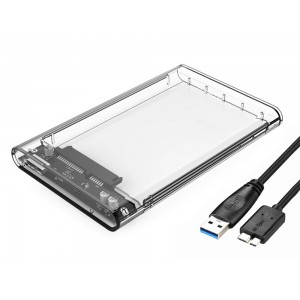 SSD / HDD diska korpuss 2,5'', USB-C 3.0, caurspīdīgs, 06222