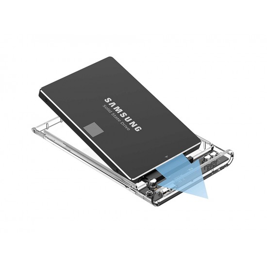 SSD / HDD diska korpuss 2,5'', USB-C 3.0, caurspīdīgs, 06222