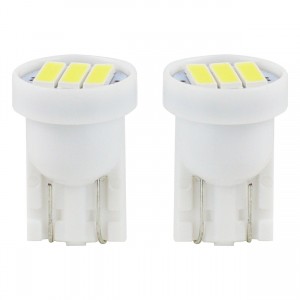 LED spuldze, 12V,  3xSMD 7020, 5600K, T10 W5W, 2 gab., Amio 01096