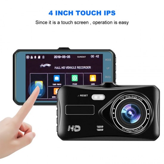 Videoreģistrators ar atpakaļskata kameru, 4'', 12Mp, IPS touch, DVR-03