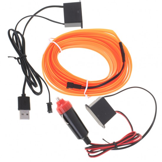 Auto salona apgaismojums, dekoratīvā Ambient LED lente, 12V, USB, 5m, oranža, KX4955_3