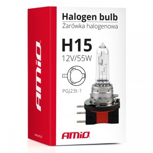 Halogēna spuldze H15, 12V/55W, Amio 01490