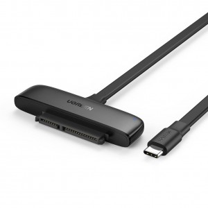 HDD / SSD 2,5'' SATA adapteris, USB-C 3.0, OTG, 50cm, Ugreen 70554, melns