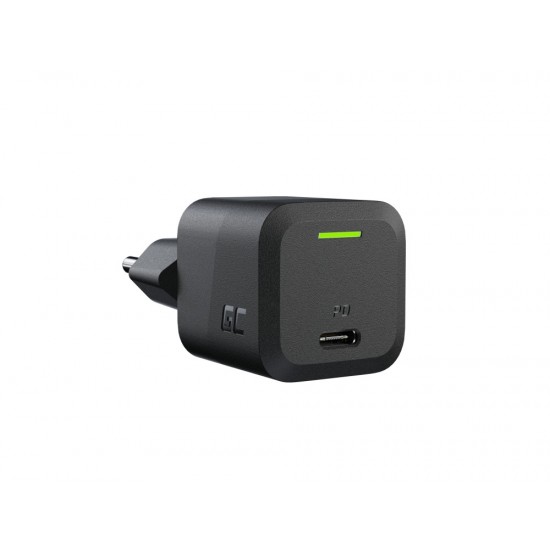 Ātrais lādētājs GaN, 33W, PD 3.0, 1 x USB-C, Green Cell Ultra Charge CHARGC06, melns