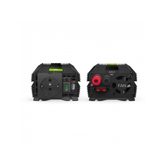 Strāva invertors, pārveidotājs, 12V, 230V 300W/600W, Modified sine wave, Green Cell PRO INVGC01