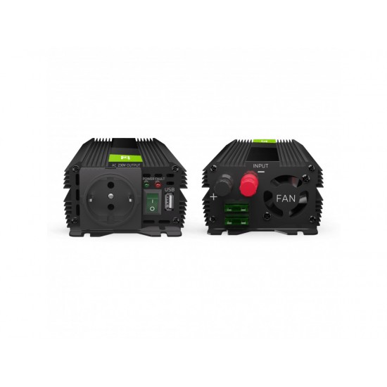 Strāva invertors, pārveidotājs, 12V, 230V 500W/1000W, Modified sine wave, Green Cell PRO INVGC03