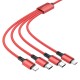 Зарядный кабель 4 в 1, USB на 2 x Type C, Lightning, microUSB, 2А, 1 м, Borofone BX72, красный