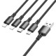 Uzlādes kabelis 4 in 1, USB uz Type C, 2 x Lightning, microUSB, 2A,1 m, Borofone BX72, melns