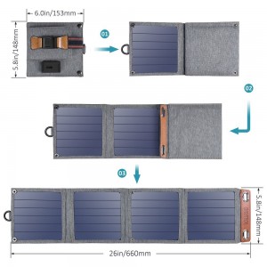 Salokāms portatīvs saules lādēšanas panelis, USB 5V / 2.4A, max 14W, Choetech SC004, 74093