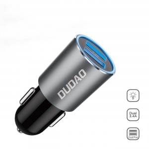 Автомобильное зарядное устройство 2 x USB, 3,4А, Dudao R5s, серый