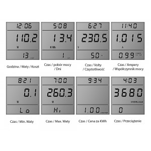 Elektroenerģijas skaitītājs, vatmetrs, 16A, 3680W, 11340