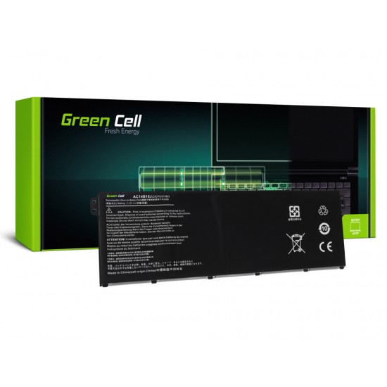 Greencell akumulatoras 11.4V, 2100mAh Li-Pol AC14B13J AC14B18J priekš Acer Aspire ES1-111M ES1-331 ES1-531 ES1-533 ES1-571