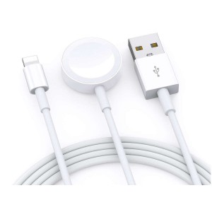 Зарядное устройство + кабель Qi Lightning 2в1 Apple Watch/iPhone, 20Вт, черный, Alogy 9313/10969, 5907765654316, 5907765638170