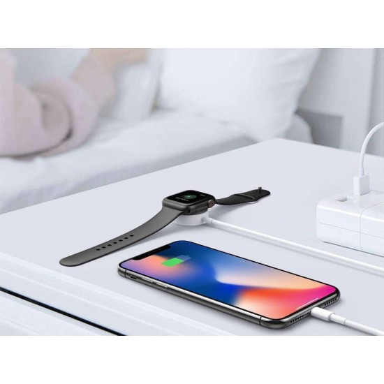 Зарядное устройство + кабель Qi Lightning 2в1 Apple Watch/iPhone, 20Вт, черный, Alogy 9313/10969, 5907765654316, 5907765638170