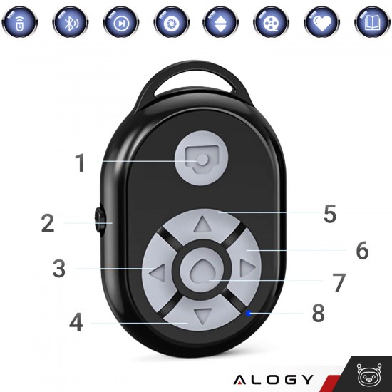 Bluetooth tālvadības pults, foto, video, Alogy, 65730, 5907765678145, rozā