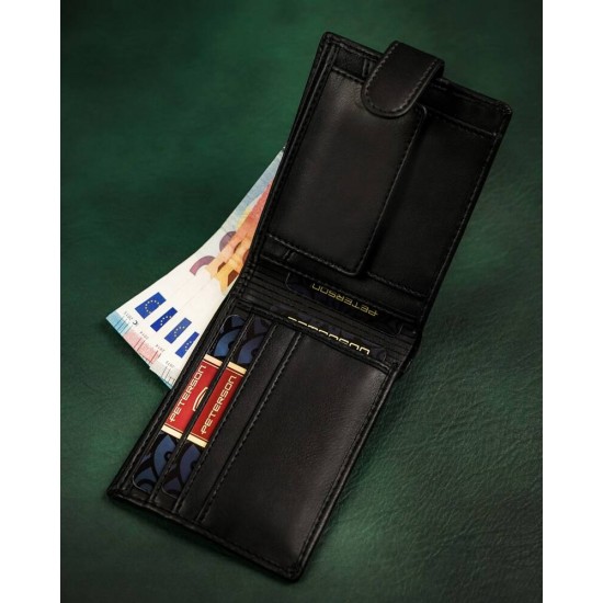 Dāvanu komplekts, Vīriešu naudas maks + josta 115 cm, āda, RFID, PTN B35-115-W01L-PU, melns