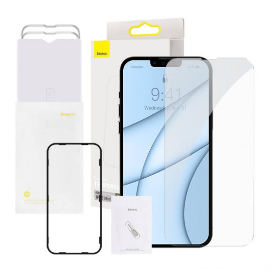 Rūdīts aizsargstikls Tempered Glass iPhone 13 Mini, 2gab., 0.3mm, Baseus Tempered Glass SGBL020002, 6932172600891