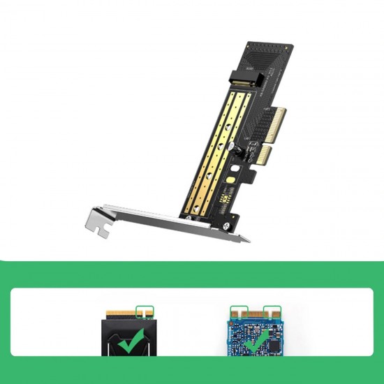 Ugreen адаптер M.2 NVMe SATA (ключ M, M+B) PCIe 3.0 x4 32 Гбит/с, Ugreen 70503, CM302, 6957303875030