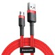 Micro USB kabelis 2.4A 1m, divpusējs, Baseus Cafule CAMKLF-B09, sarkans, 6953156280328