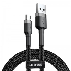 Micro USB kabelis 2.4A 1m, Baseus Cafule CAMKLF-BG1, pelēks + melns, 6953156280335
