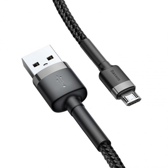 Кабель Micro USB 2,4А 1м, Baseus Cafule CAMKLF-BG1, серый+черный, 6953156280335