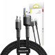 Micro USB kabelis 2.4A 1m, Baseus Cafule CAMKLF-BG1, pelēks + melns, 6953156280335
