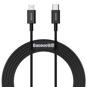 Kabelis USB-C uz iP, 20W, PD, 2m, Baseus Superior Series CATLYS-C01, melns