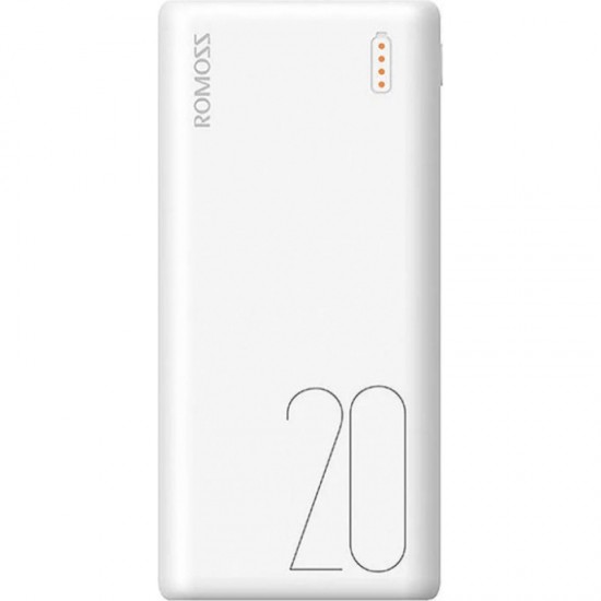 Romoss Simple 20 akumulators 20000 mAh, balts, Powerbank Romoss Simple 20, PSL20-101-1134, 6958377506684