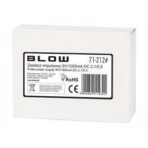 Barošanas bloks, strāvas adapteris 9V / 1000mA, 2,1 x 5,5, 71-212#