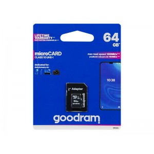 Atmiņas karte microSDXC 64GB UHS-I + adapter, Goodram, 5908267930151, 66-226#