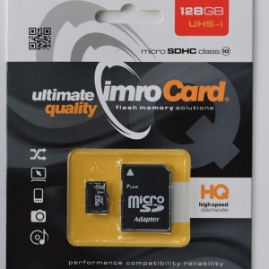 Imro atmiņas karte microSDHC 128GB cl. 10 UHS-I + adapteris, 5902768015492