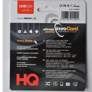 Imro atmiņas karte microSDHC 128GB cl. 10 UHS-I + adapteris, 5902768015492