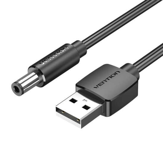 Strāvas kabelis USB uz DC 5.5mm, 0.5m, melsn, Vention CEYBD, 6922794757660