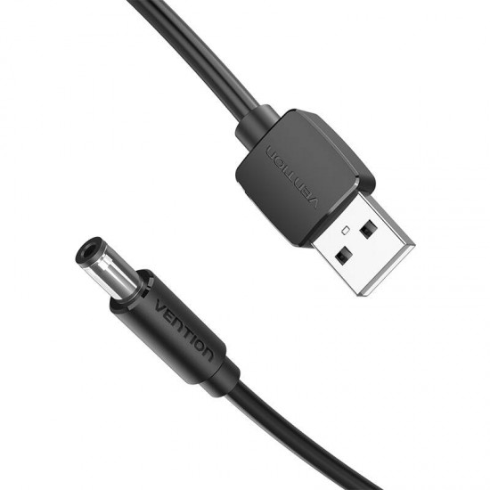 Strāvas kabelis USB uz DC 5.5mm, 0.5m, melsn, Vention CEYBD, 6922794757660