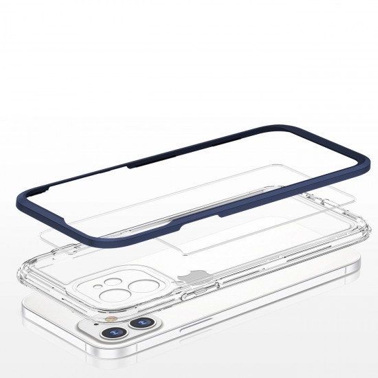 Gēla korpuss Clear 3in1 case priekš iPhone 12, zils rāmis, 9145576242377